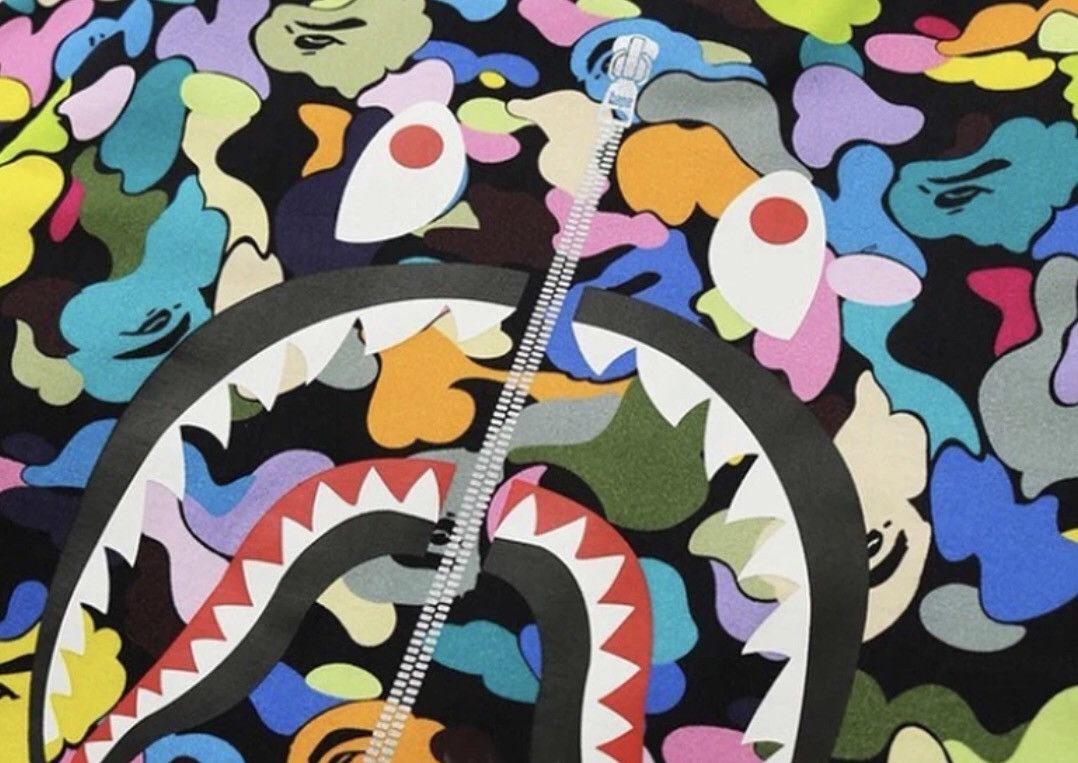 Bape MULTI CAMO SHARK WIDE L/S TEE Size US M / EU 48-50 / 2 - 4 Thumbnail