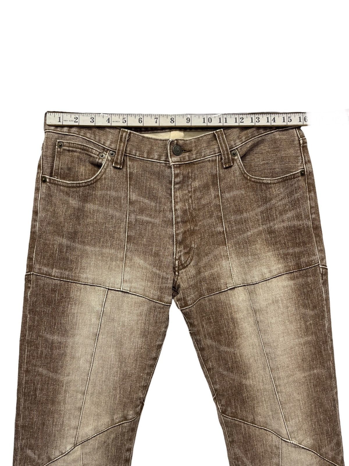 ABAHOUSE 🔥ABX Japan Vtg Symmetrical Patchwork Flare Stretch Denim Size US 31 - 14 Thumbnail