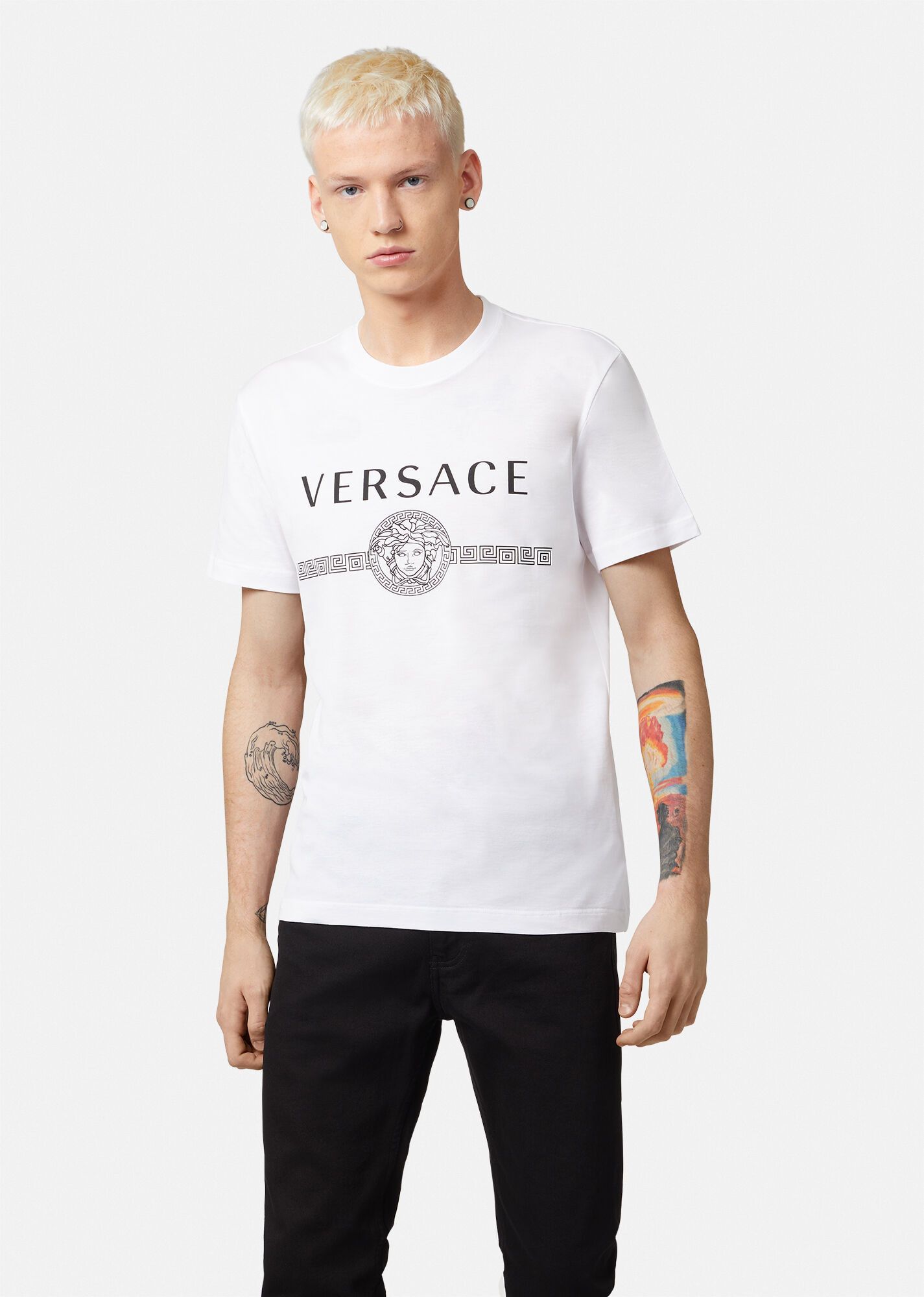 Tシャツ・カットソー VERSACE Men T Shirts 1014226 1A100881W000 WHITE Medusa Logo T-Shirt White | VERSACE US