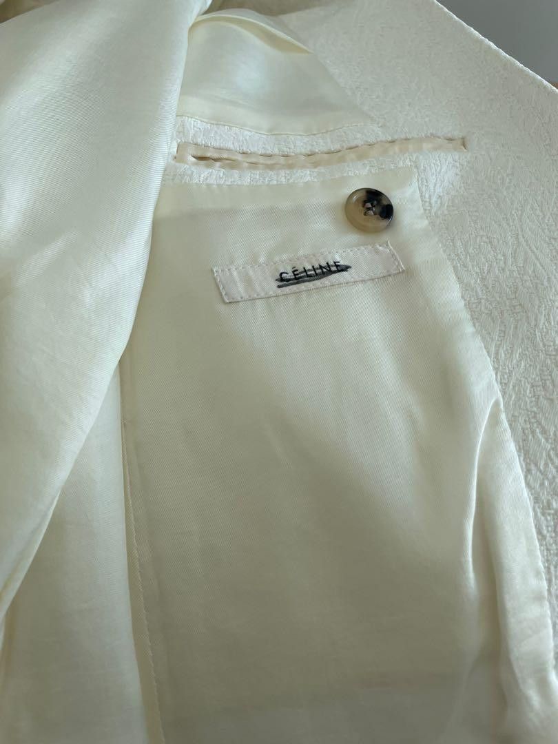 Celine Old Celine White Jacquard Coat Size S / US 4 / IT 40 - 6 Thumbnail