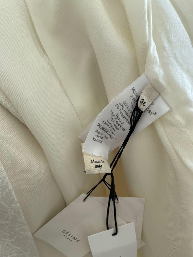 Celine Old Celine White Jacquard Coat Size S / US 4 / IT 40 - 7 Thumbnail
