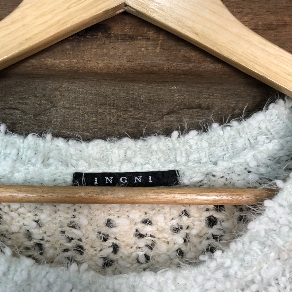 Japanese Brand Igni Blue Stripe crochet Shaggy Fur Mohair Knitwear #6978 Size S / US 4 / IT 40 - 8 Thumbnail