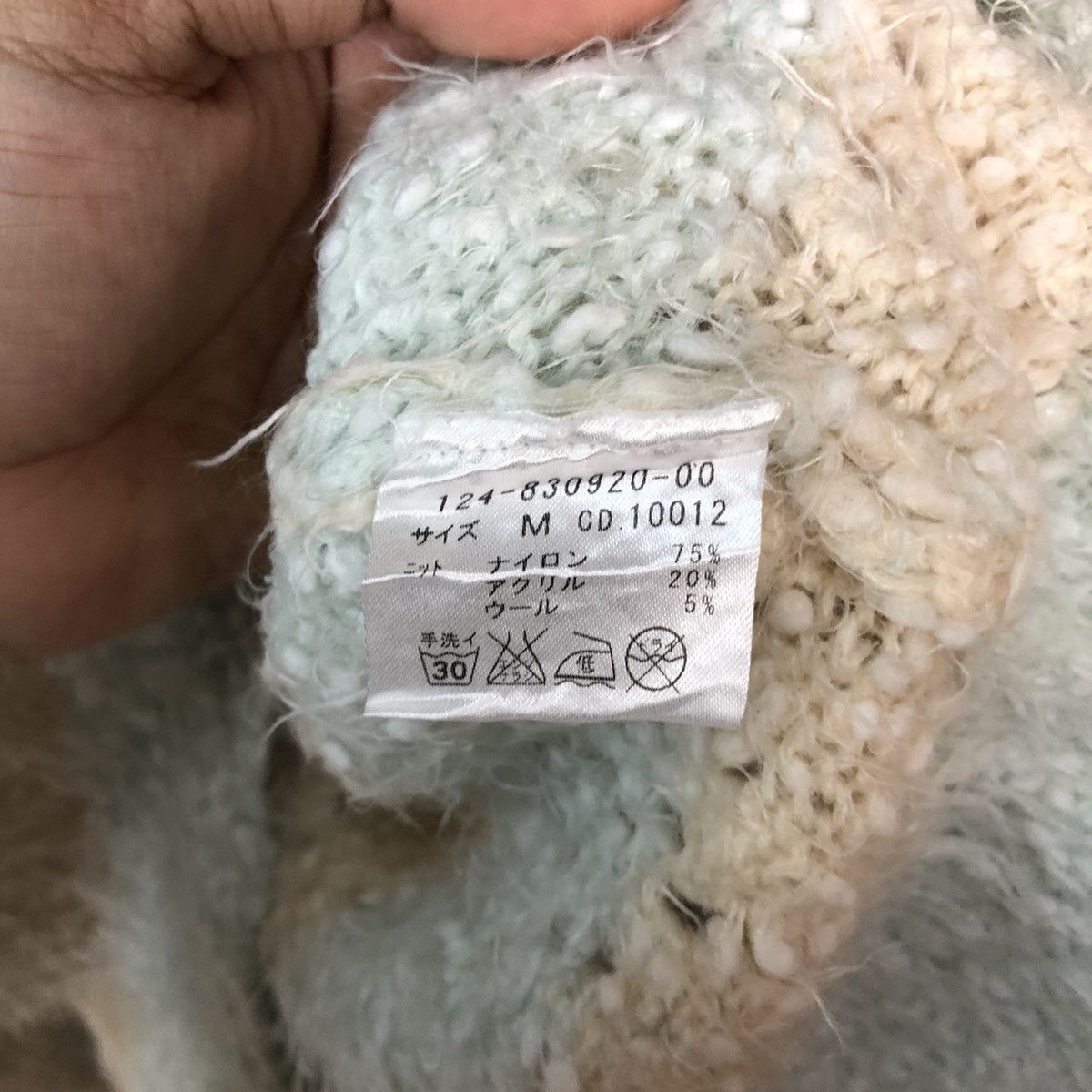 Japanese Brand Igni Blue Stripe crochet Shaggy Fur Mohair Knitwear #6978 Size S / US 4 / IT 40 - 9 Thumbnail