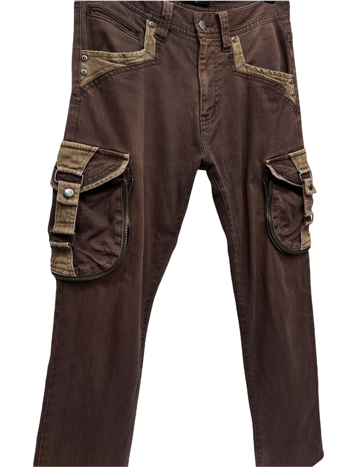 20471120 🔥31040=UOMO Bondage Cargo Brown Stretch Poly-Cotton Pants Size US 30 / EU 46 - 3 Thumbnail