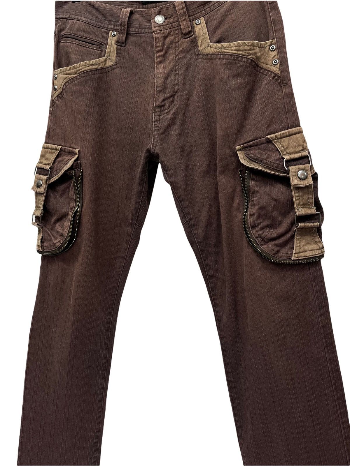 20471120 🔥31040=UOMO Bondage Cargo Brown Stretch Poly-Cotton Pants Size US 30 / EU 46 - 2 Thumbnail