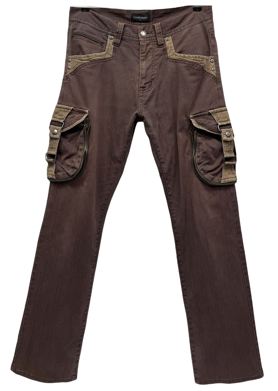 20471120 🔥31040=UOMO Bondage Cargo Brown Stretch Poly-Cotton Pants Size US 30 / EU 46 - 1 Thumbnail
