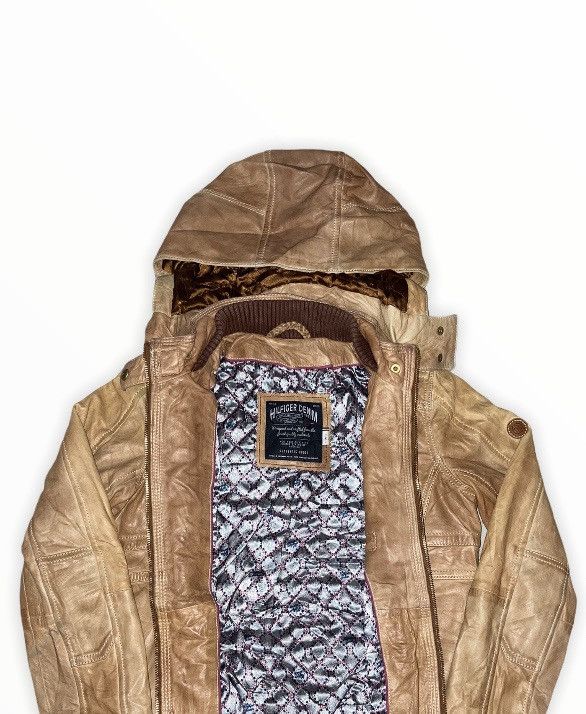 Tommy Hilfiger TOMMY HILFIGER DENIM LEATHER JACKET HOODIE Size US XS / EU 42 / 0 - 2 Thumbnail