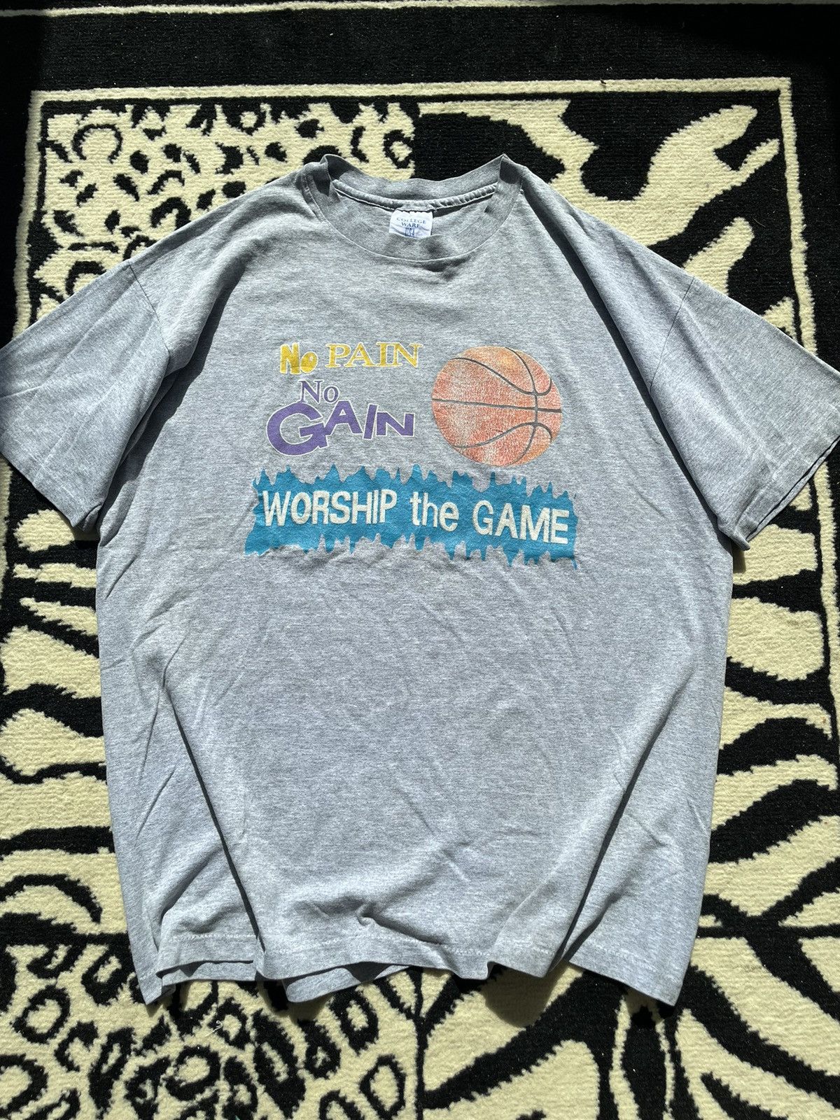Vintage Vintage No Pain No Gain Grey T-shirt 90s Size US XL / EU 56 / 4 - 2 Thumbnail