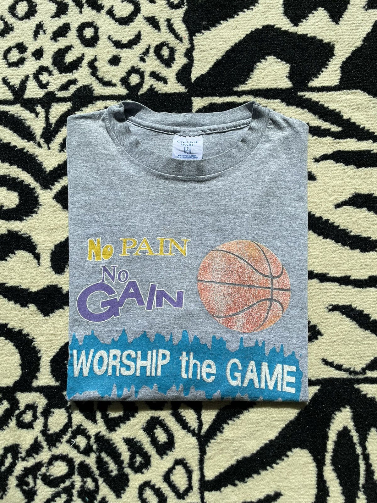 Vintage No Pain No Gain Grey T-shirt 90s