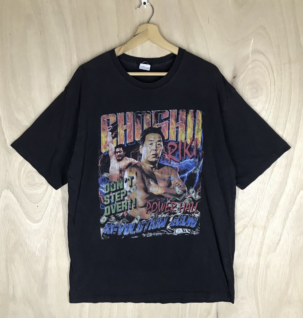 image of Vintage Japan Pro Wrestler Riki Choshu Tees in Faded Black, Men's (Size 2XL)