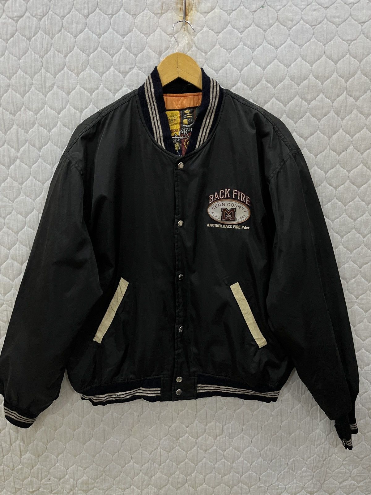 Vintage (Ppp). VINTAGE BACK FIRE HYPEBEAST VARSITY JACKET Size US L / EU 52-54 / 3 - 2 Thumbnail