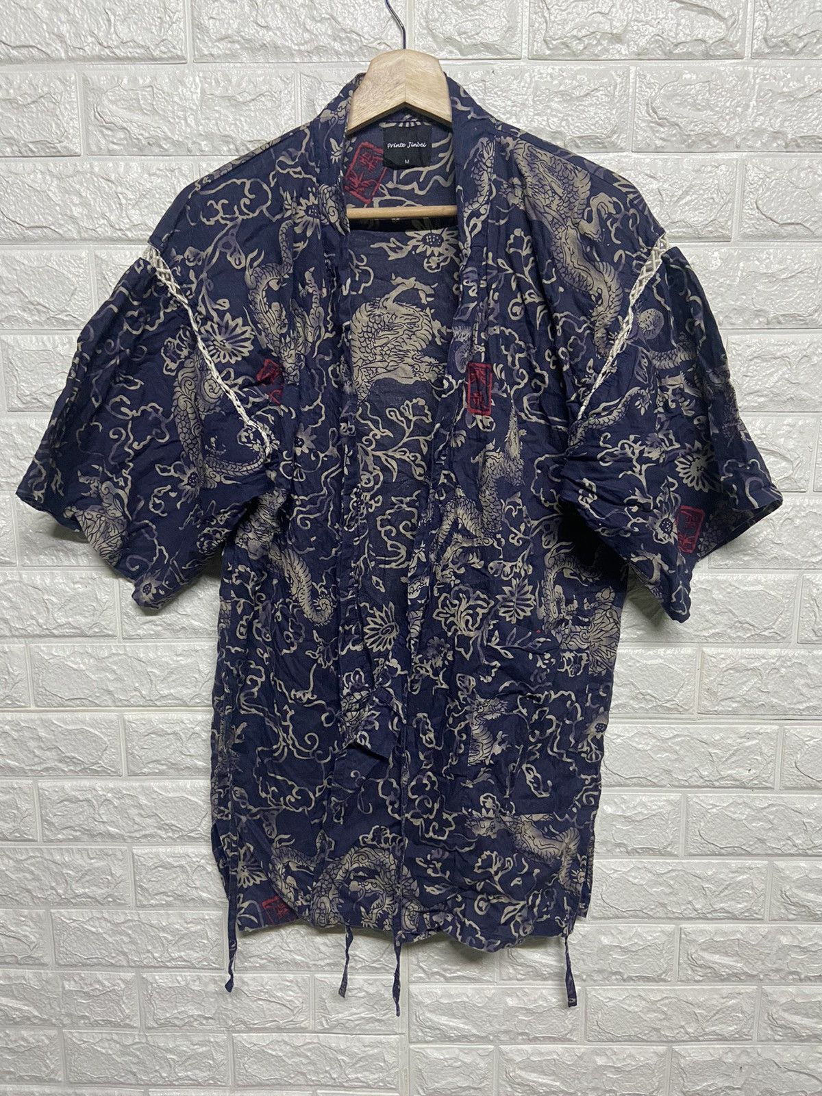Japanese Brand Printe Jinbei Dragon Full Print Kimono Cardigan Jacket Size US M / EU 48-50 / 2 - 1 Thumbnail