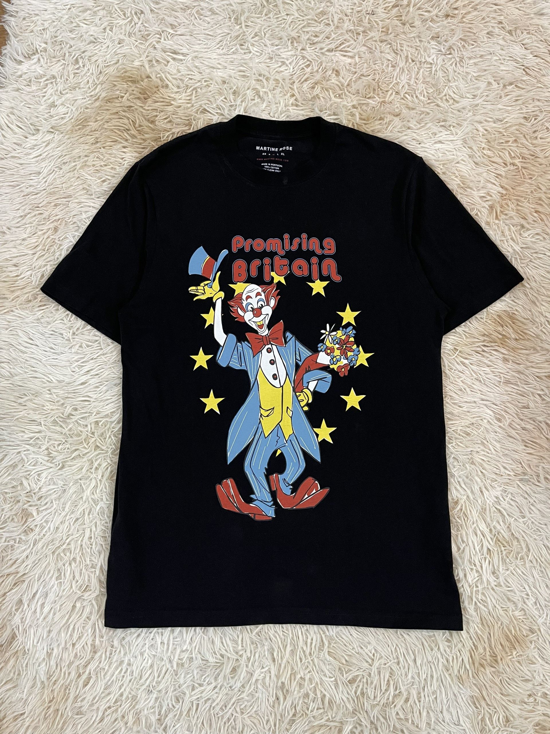 image of Martine Rose "promising Britain" Clown T-Shirt in Black, Men's (Size Medium)