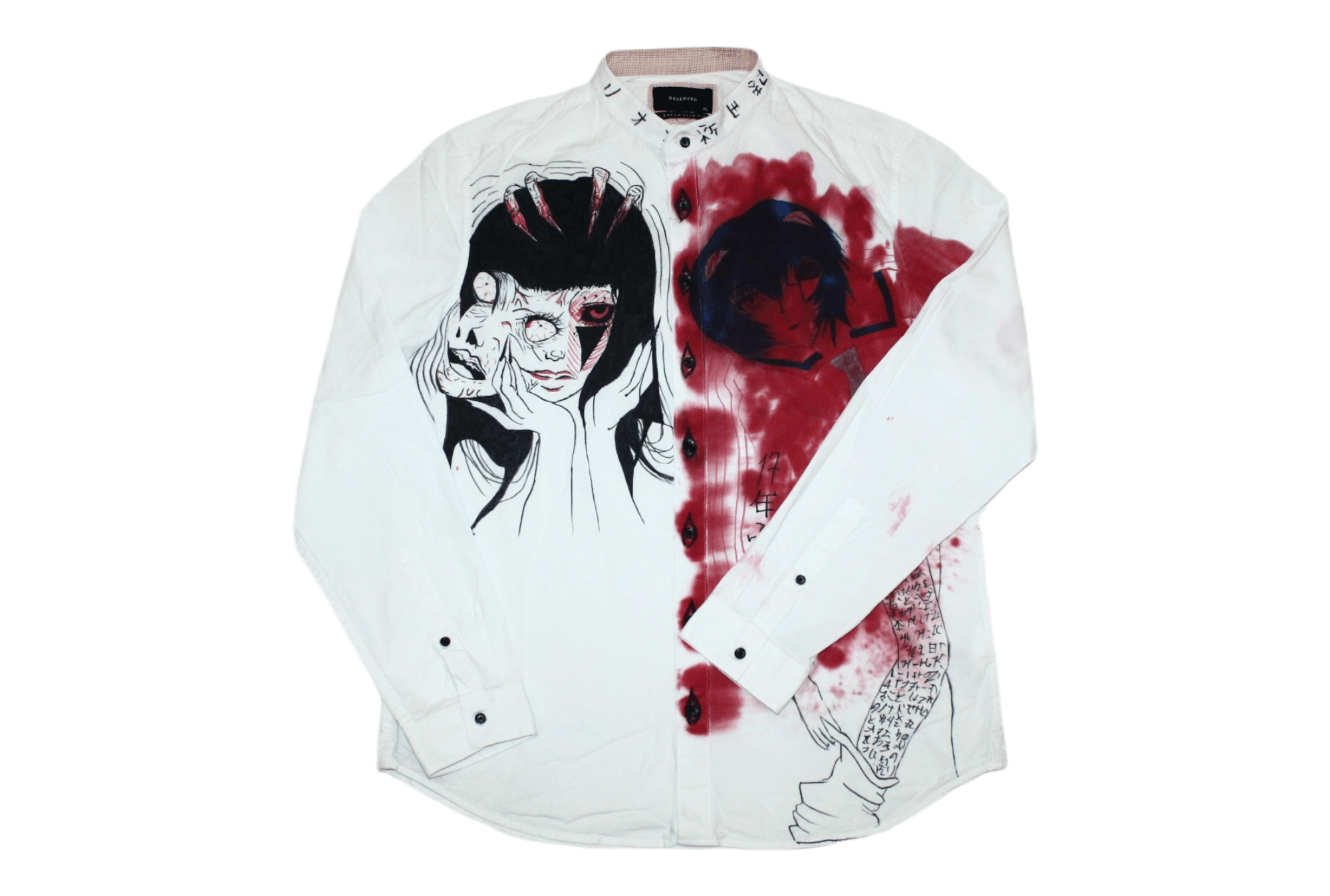 Dope🔥 Reserved Japanese Bloody Art Hand painted Shirt