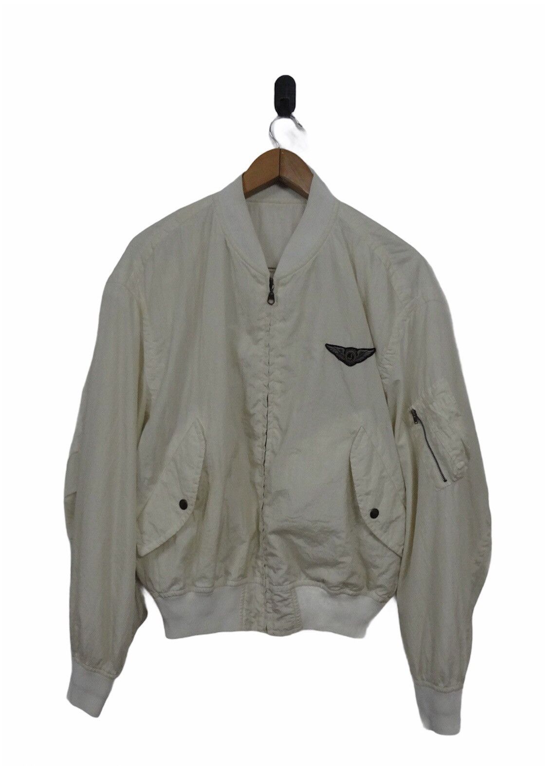 Designer × Japanese Brand Vintage JUN MEN “French-Chic” Bomber Jacket – Ivory Nylon – Size US M / EU 48-50 / 2 - 2 Thumbnail