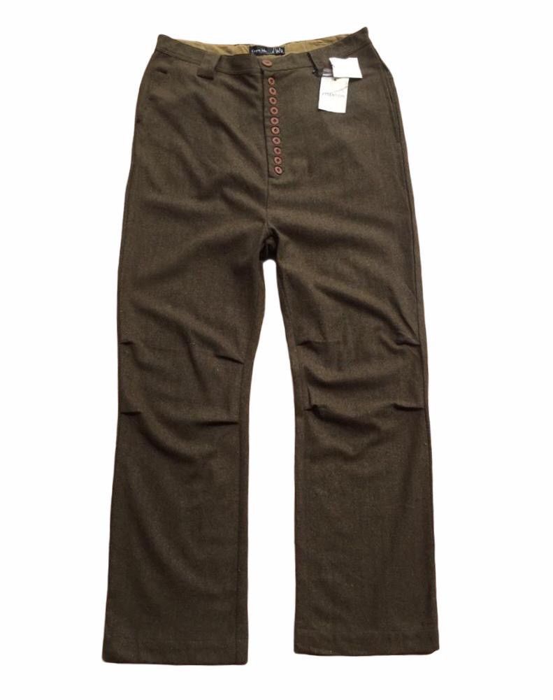 Image of Vintage Casper John Wool Trousers Pants in Green Olive, Men's (Size 33)