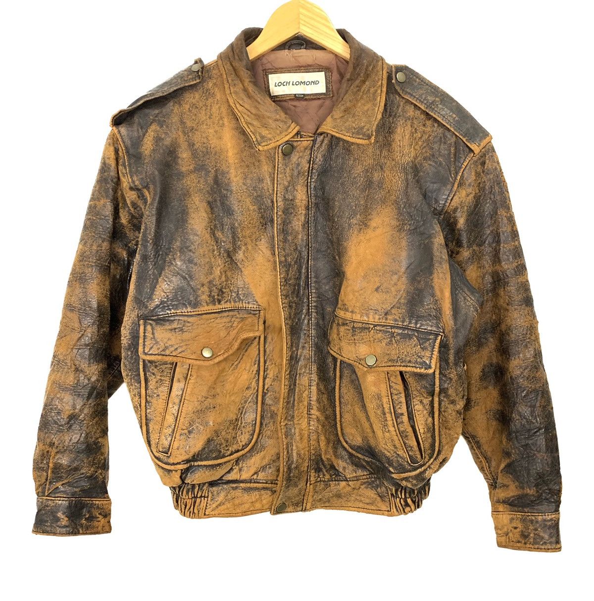 80s A-2 real leather bomber jacket vtg m