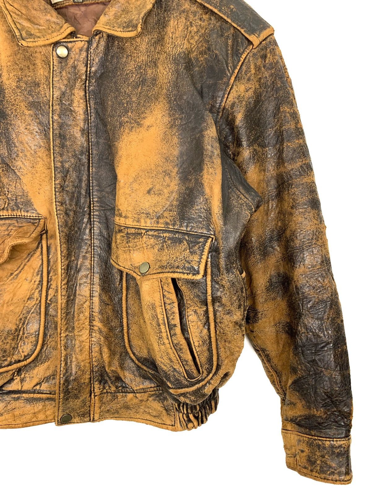Japanese Brand Vintage 80s A-2 Patina Leather Aviator Bomber Jacket Size US M / EU 48-50 / 2 - 2 Thumbnail