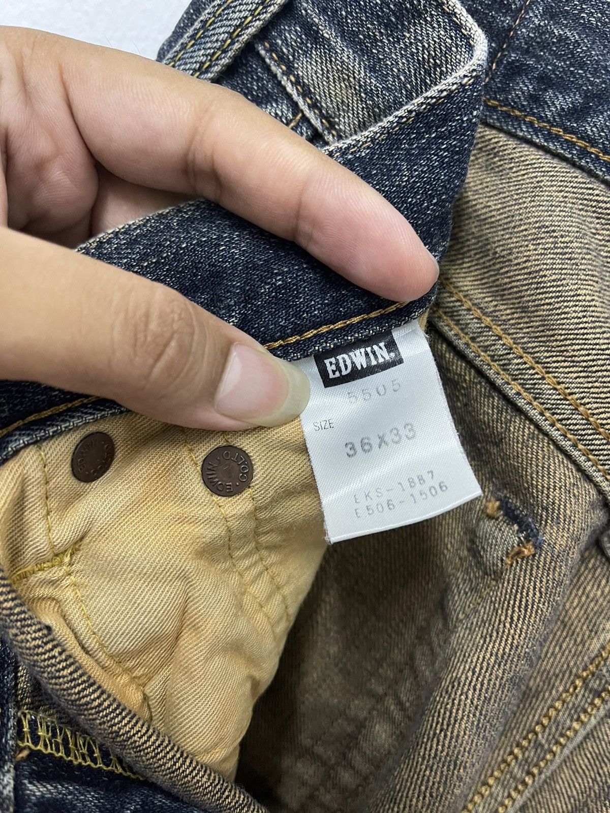 Edwin × Vintage Vintage Edwin 505 Selvedge Distressed Jeans Size US 36 / EU 52 - 17 Thumbnail