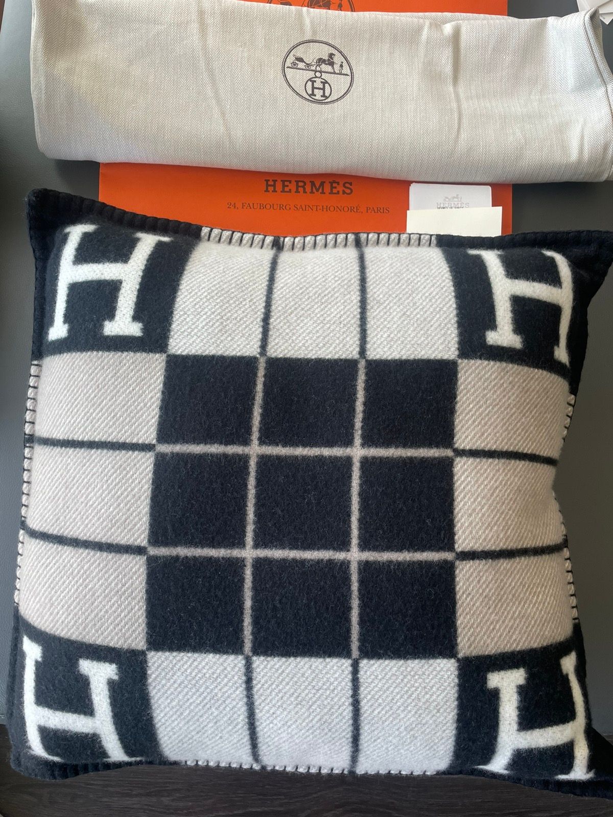 image of Hermes Iconic Limited Edition Avalon Cashmere Pillow in Black, Men's