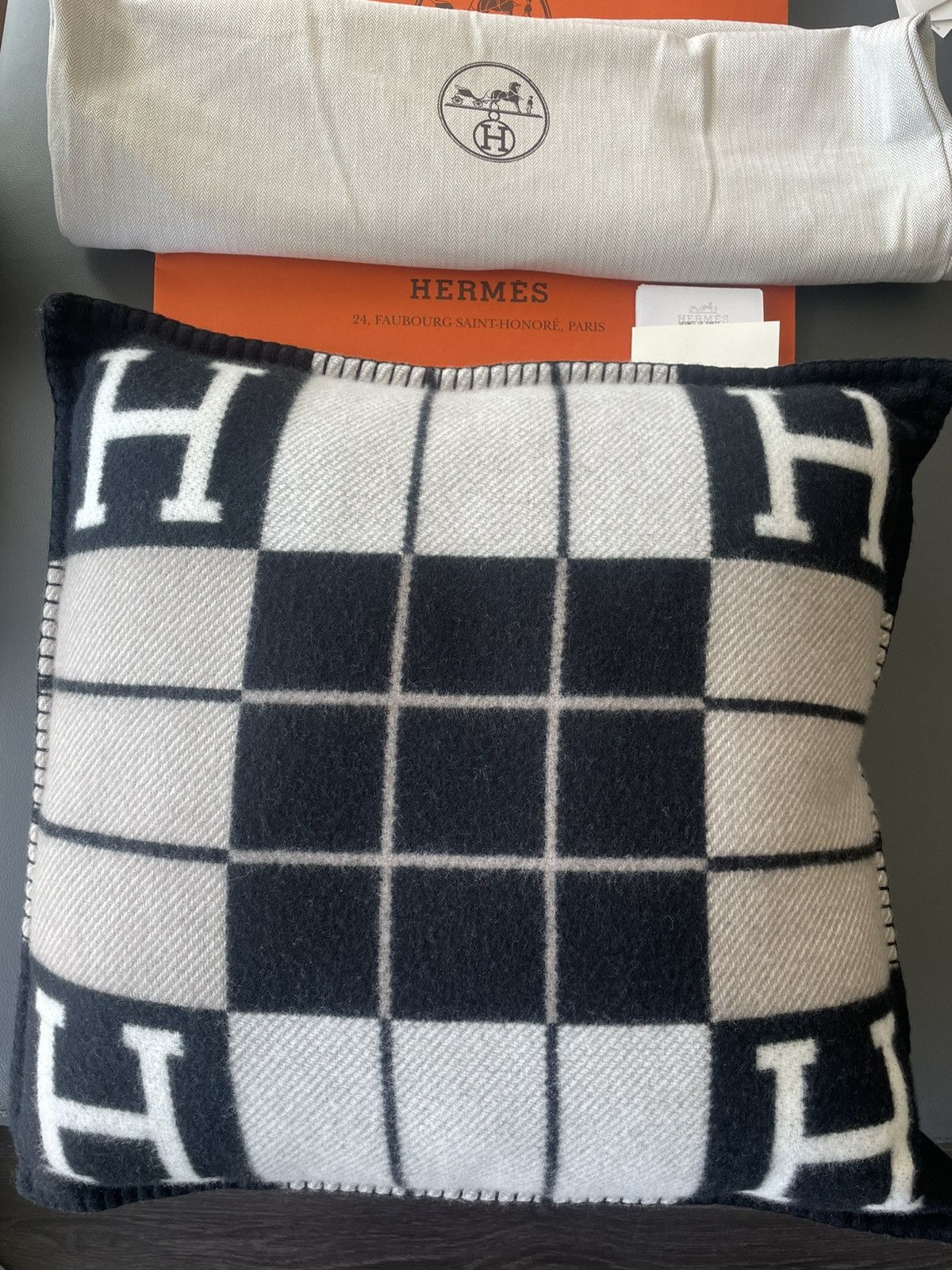 Image of Hermes Iconic Limited Edition Avalon Cashmere Pillow in Black, Men's