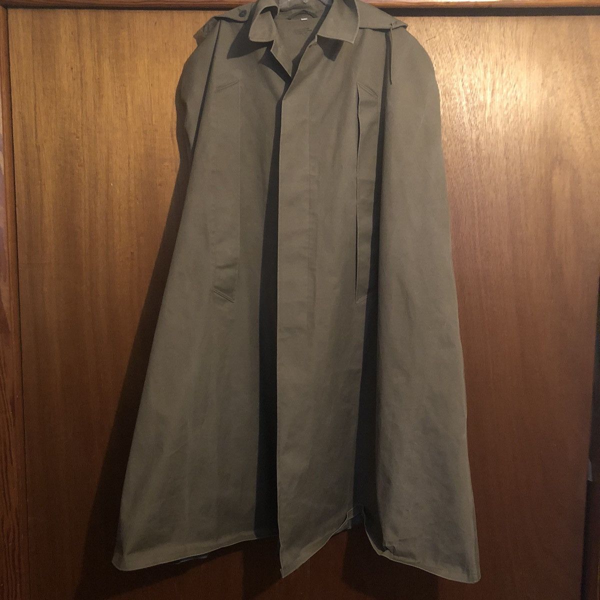 image of Vintage 1940S World War 2 Ii German Military Rainproof Cloak in Washed Olive, Men's (Size XL)