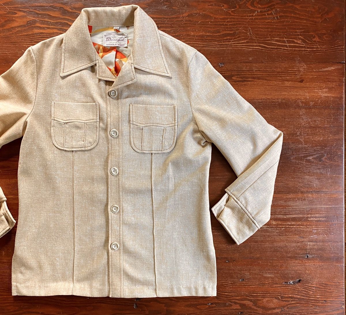 Donegal Tweed Vintage 50’s Donegal Light Beige Button Up Shirt Jacket Size US L / EU 52-54 / 3 - 1 Thumbnail