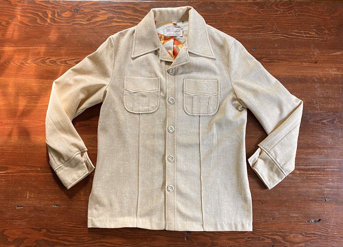 Donegal Tweed Vintage 50’s Donegal Light Beige Button Up Shirt Jacket Size US L / EU 52-54 / 3 - 2 Thumbnail