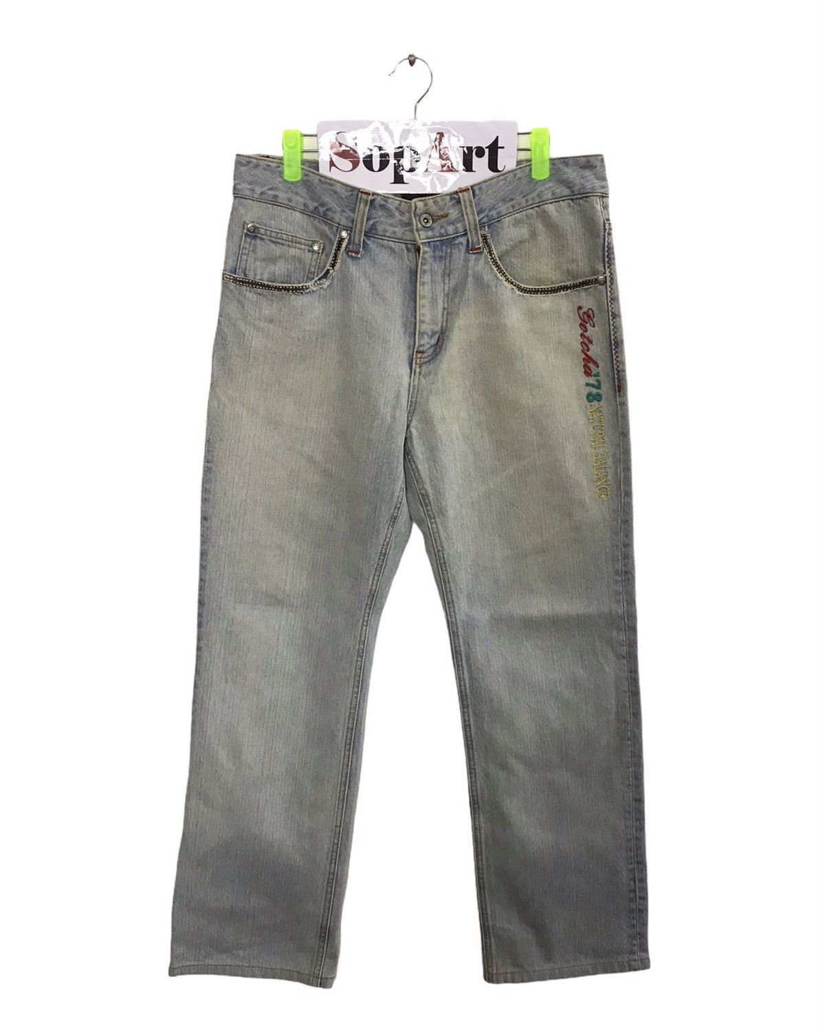 Japanese Brand × Vintage Gotcha Surf Faded Denim Jeans Closed Back Pockets Size US 33 - 1 Thumbnail