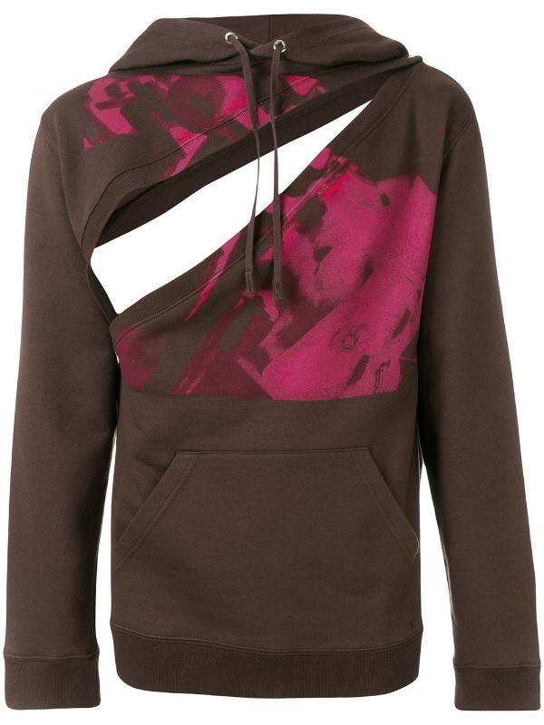 image of Raf Simons Printed Two Piece Hoodie in Brown, Men's (Size Large)
