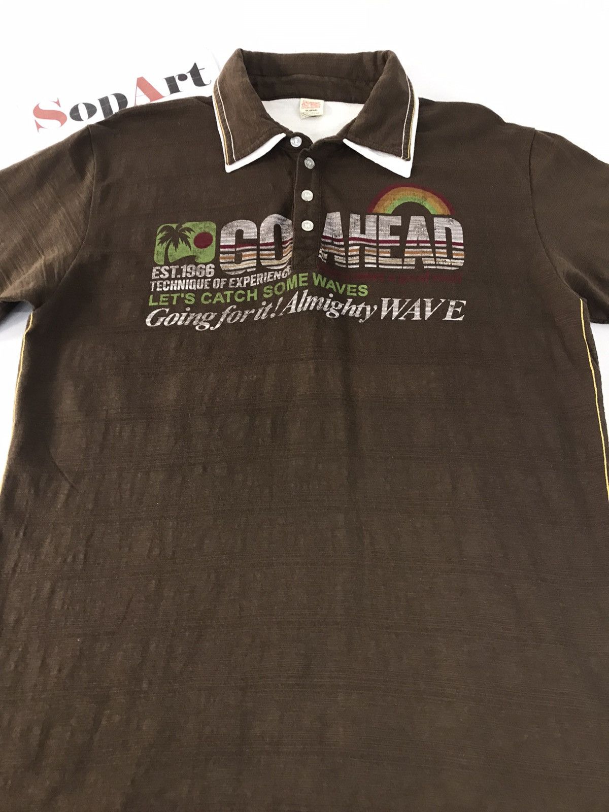 Japanese Brand Power to the people Double Neck Polo S-Shirt Size US M / EU 48-50 / 2 - 3 Thumbnail