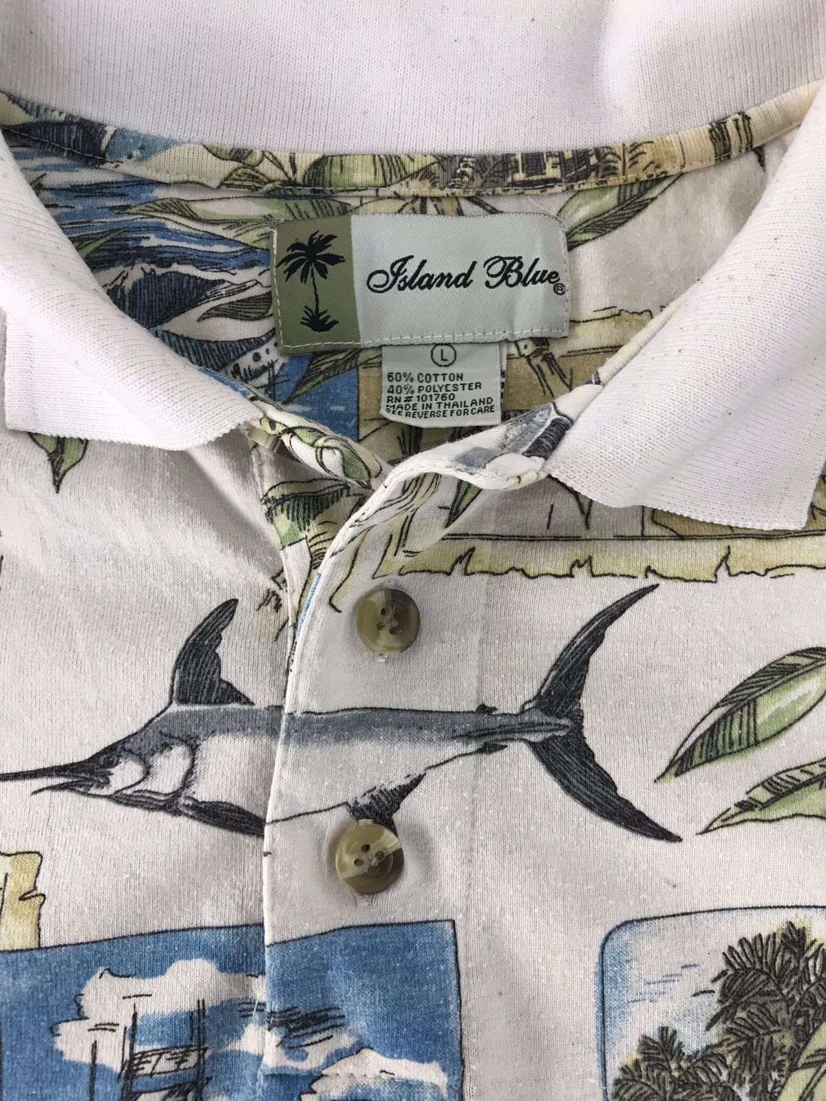 Japanese Brand × Vintage Vintage Island Blue Full Print Fish Design Size US L / EU 52-54 / 3 - 4 Thumbnail