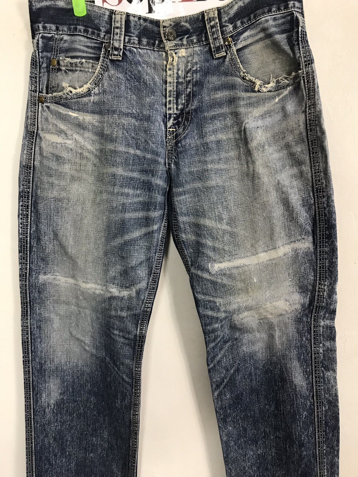 Levi's Vintage Levis Distressed Design Buckle Back Denim Jeans Size US 33 - 3 Thumbnail