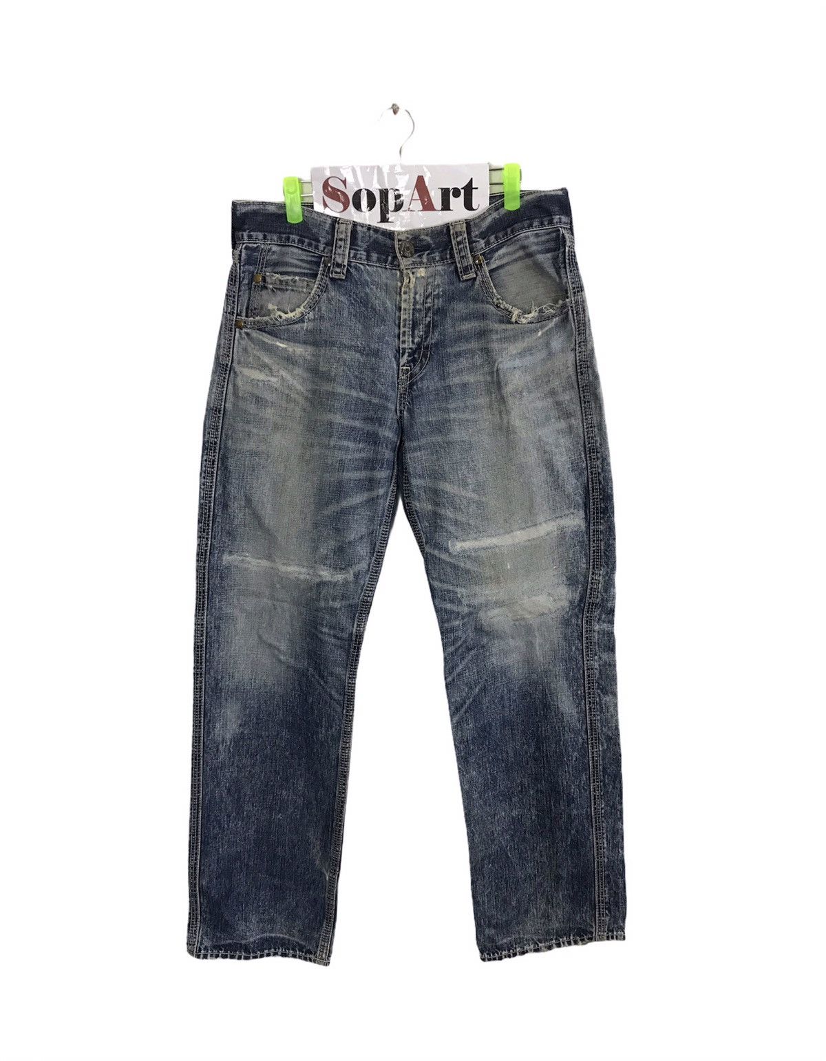 Levi's Vintage Levis Distressed Design Buckle Back Denim Jeans Size US 33 - 1 Thumbnail