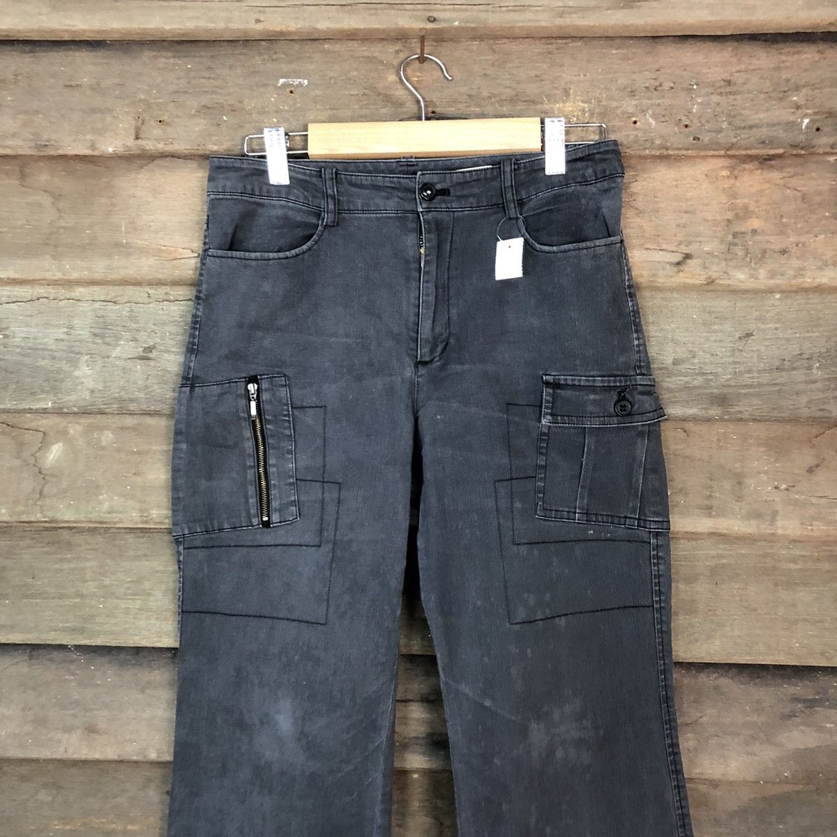 Japanese Brand DLL Green Eye Black Cargo utility Multipocket Pants #1536 Size 25" / US 0 / IT 36 - 2 Thumbnail