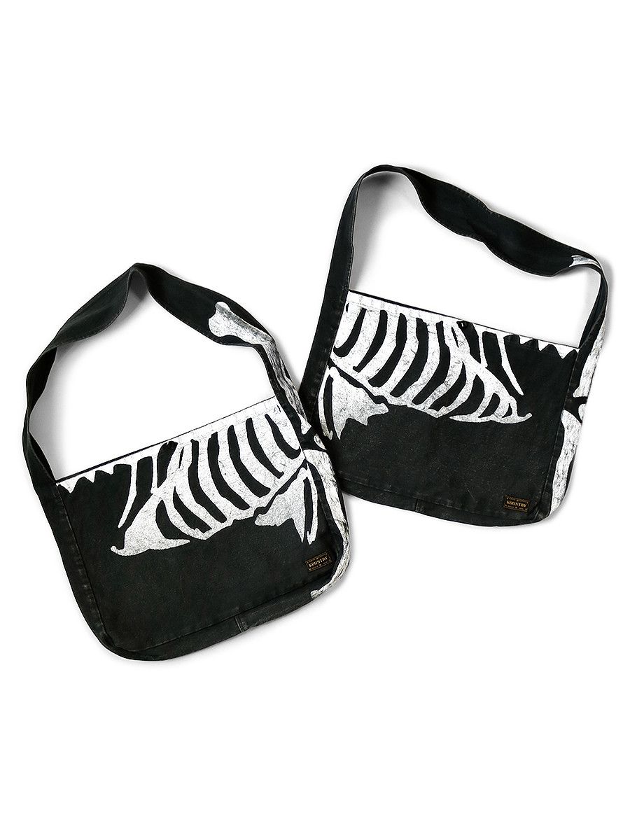 Kapital Kapital 14oz Black Denim Bone Print Book Bag Size ONE SIZE - 6 Thumbnail