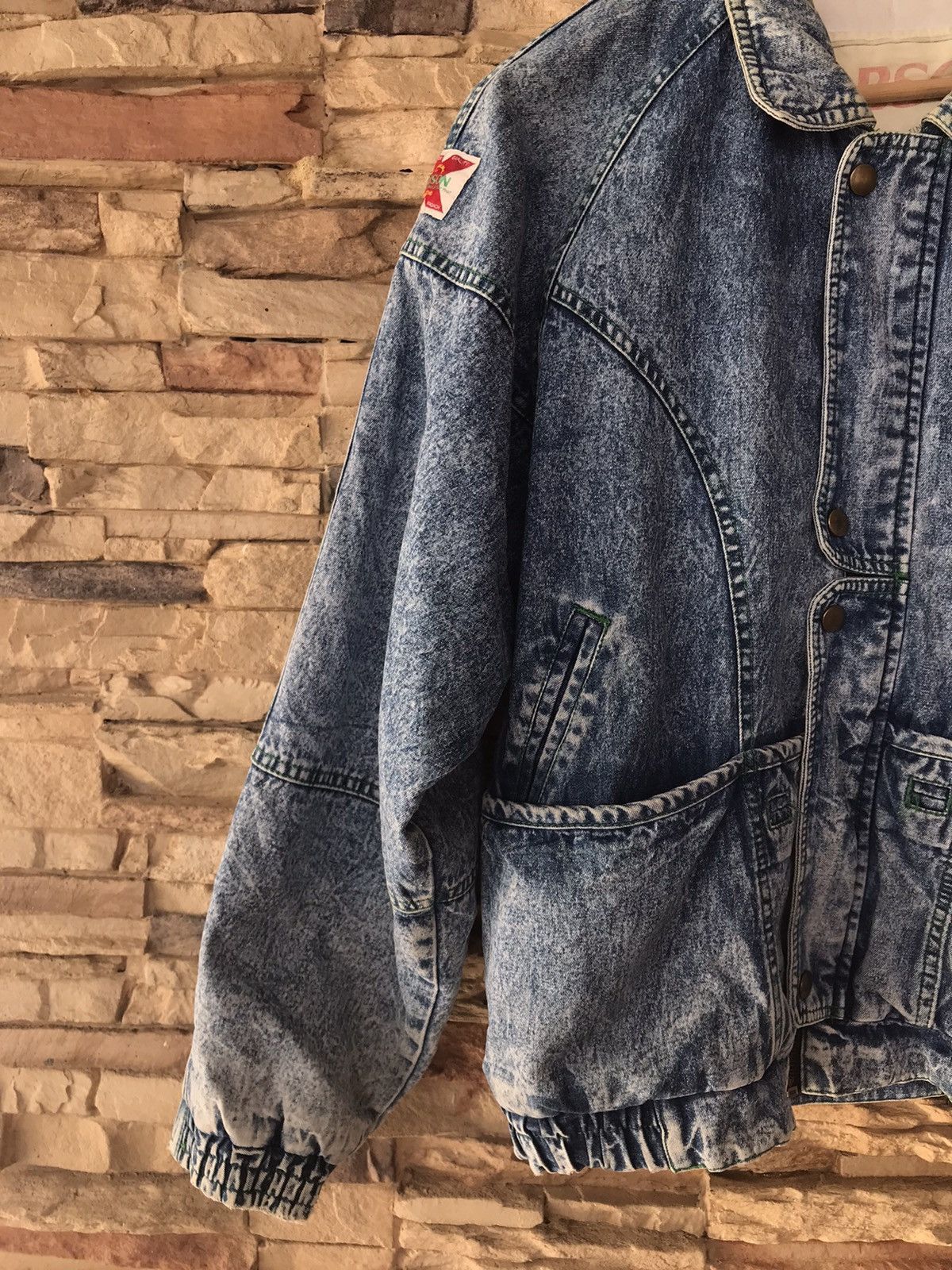 Vintage Vintage 80s Bobson Acid Wash Denim Down Bomber JackeT Size US L / EU 52-54 / 3 - 2 Thumbnail
