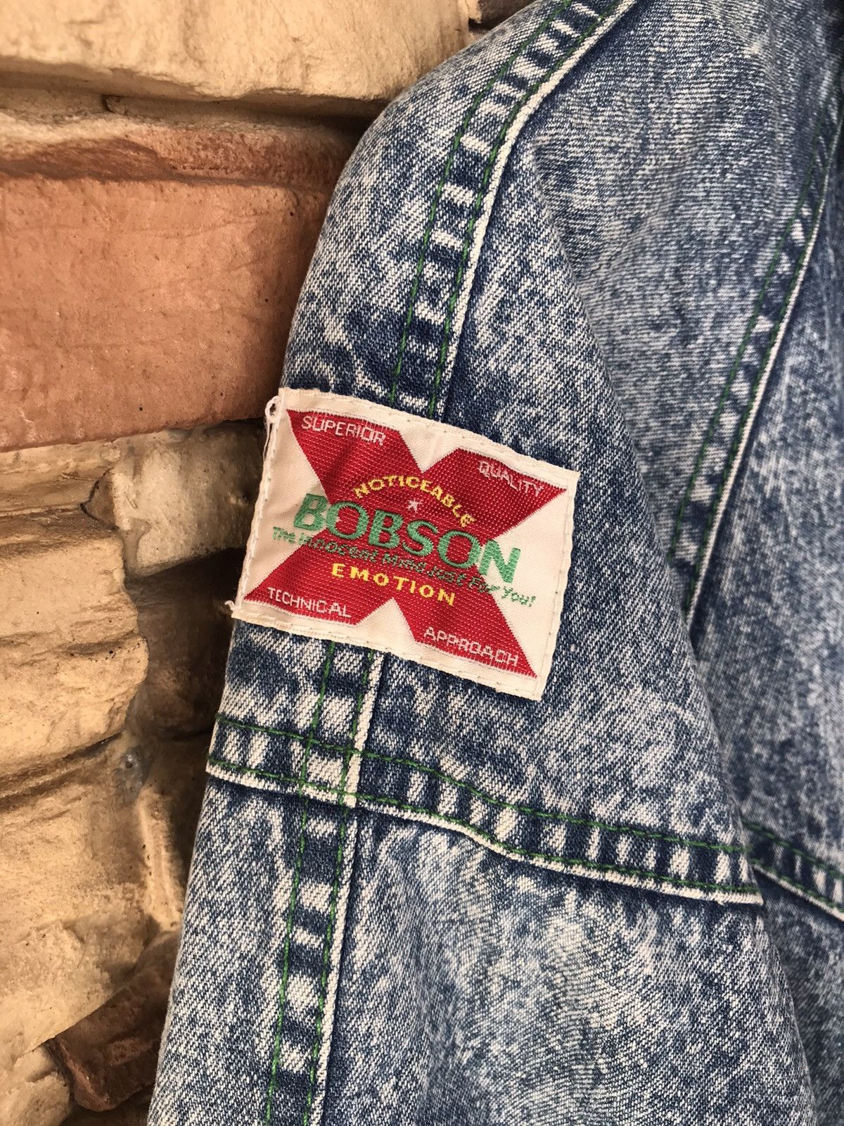 Vintage Vintage 80s Bobson Acid Wash Denim Down Bomber JackeT Size US L / EU 52-54 / 3 - 4 Thumbnail