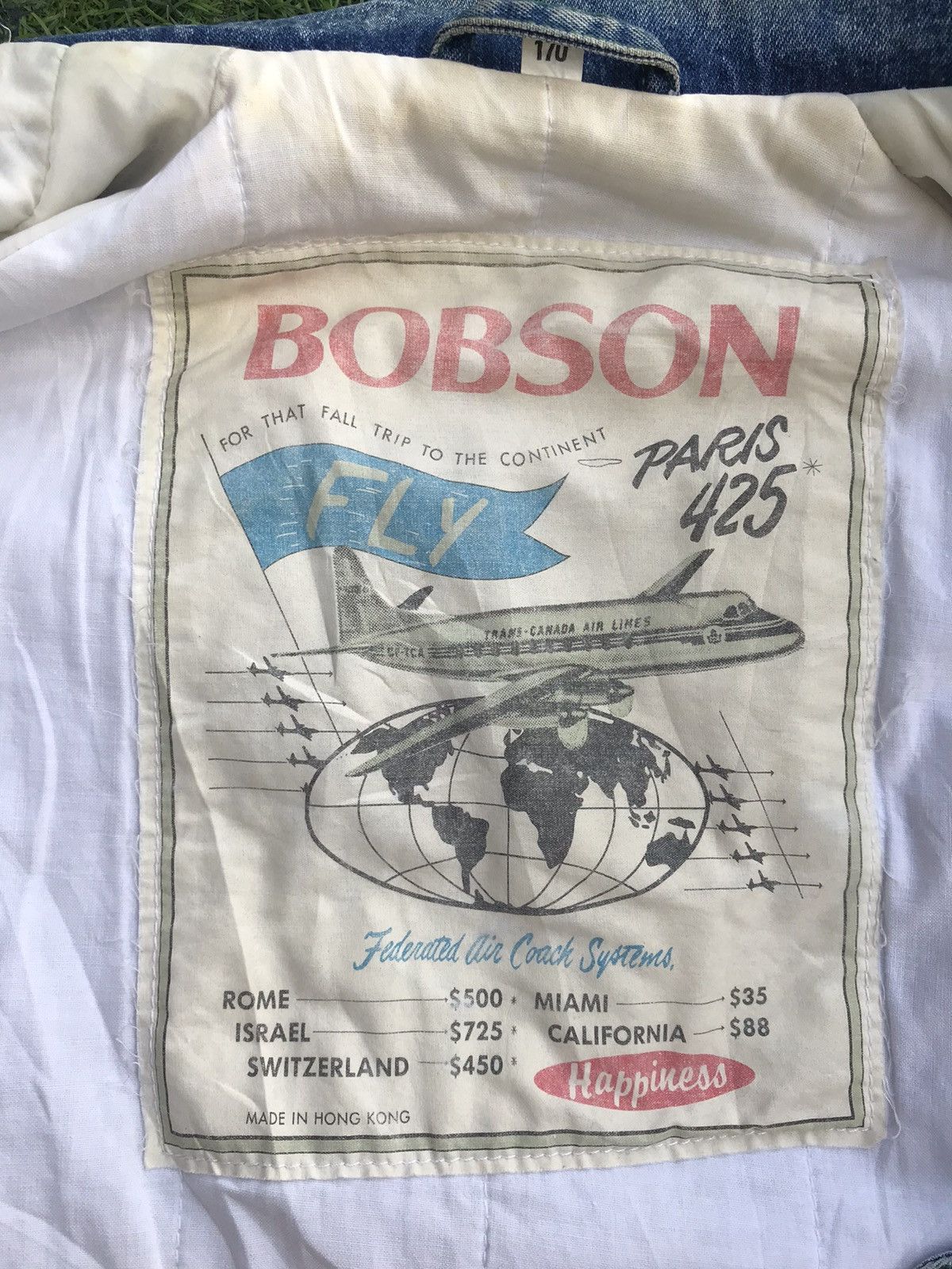 Vintage Vintage 80s Bobson Acid Wash Denim Down Bomber JackeT Size US L / EU 52-54 / 3 - 12 Thumbnail