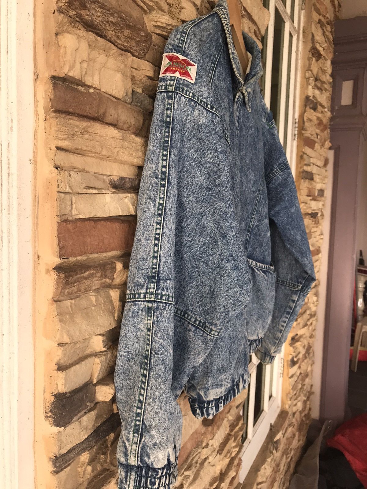 Vintage Vintage 80s Bobson Acid Wash Denim Down Bomber JackeT Size US L / EU 52-54 / 3 - 8 Thumbnail