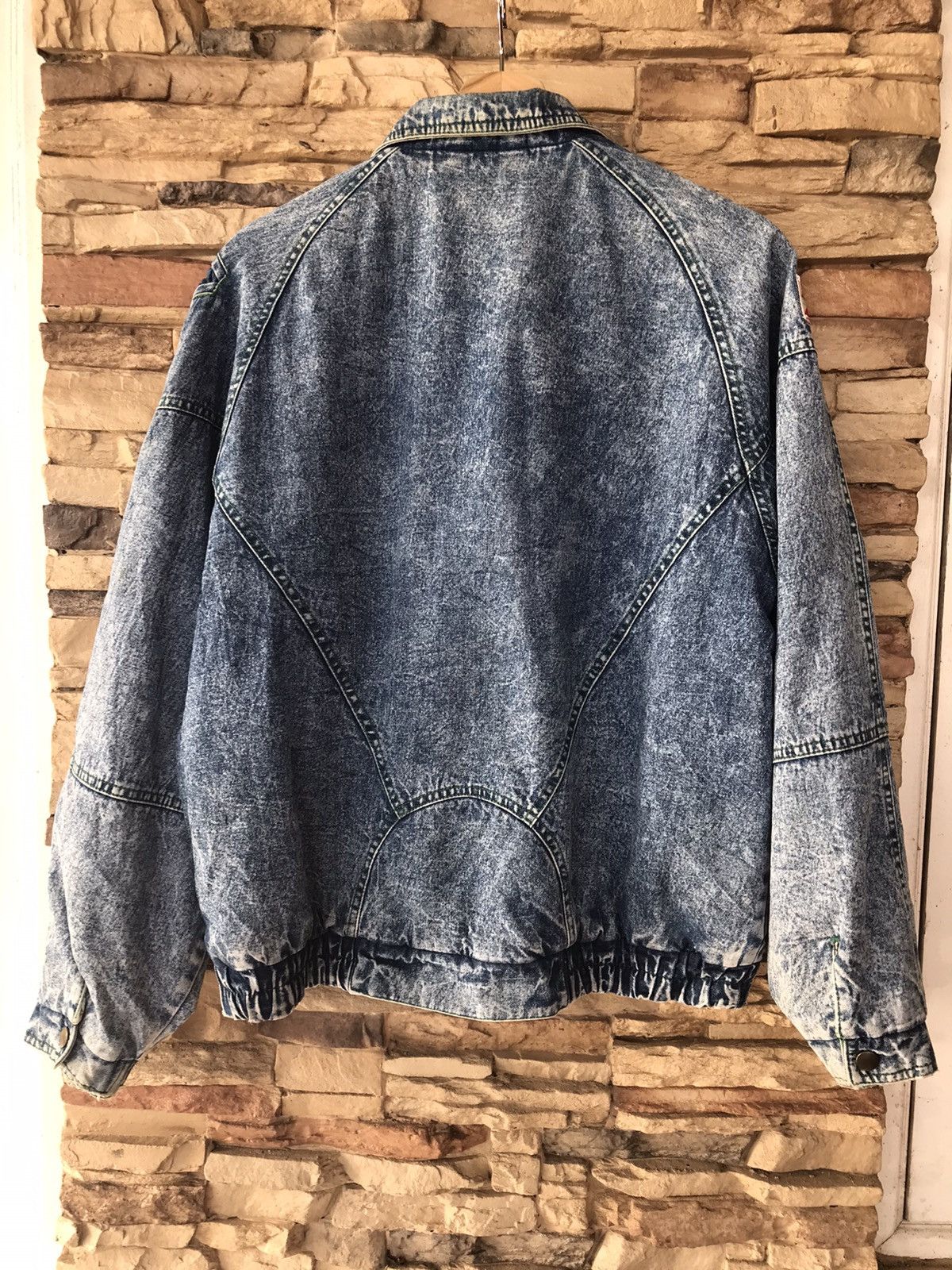 Vintage Vintage 80s Bobson Acid Wash Denim Down Bomber JackeT Size US L / EU 52-54 / 3 - 7 Thumbnail