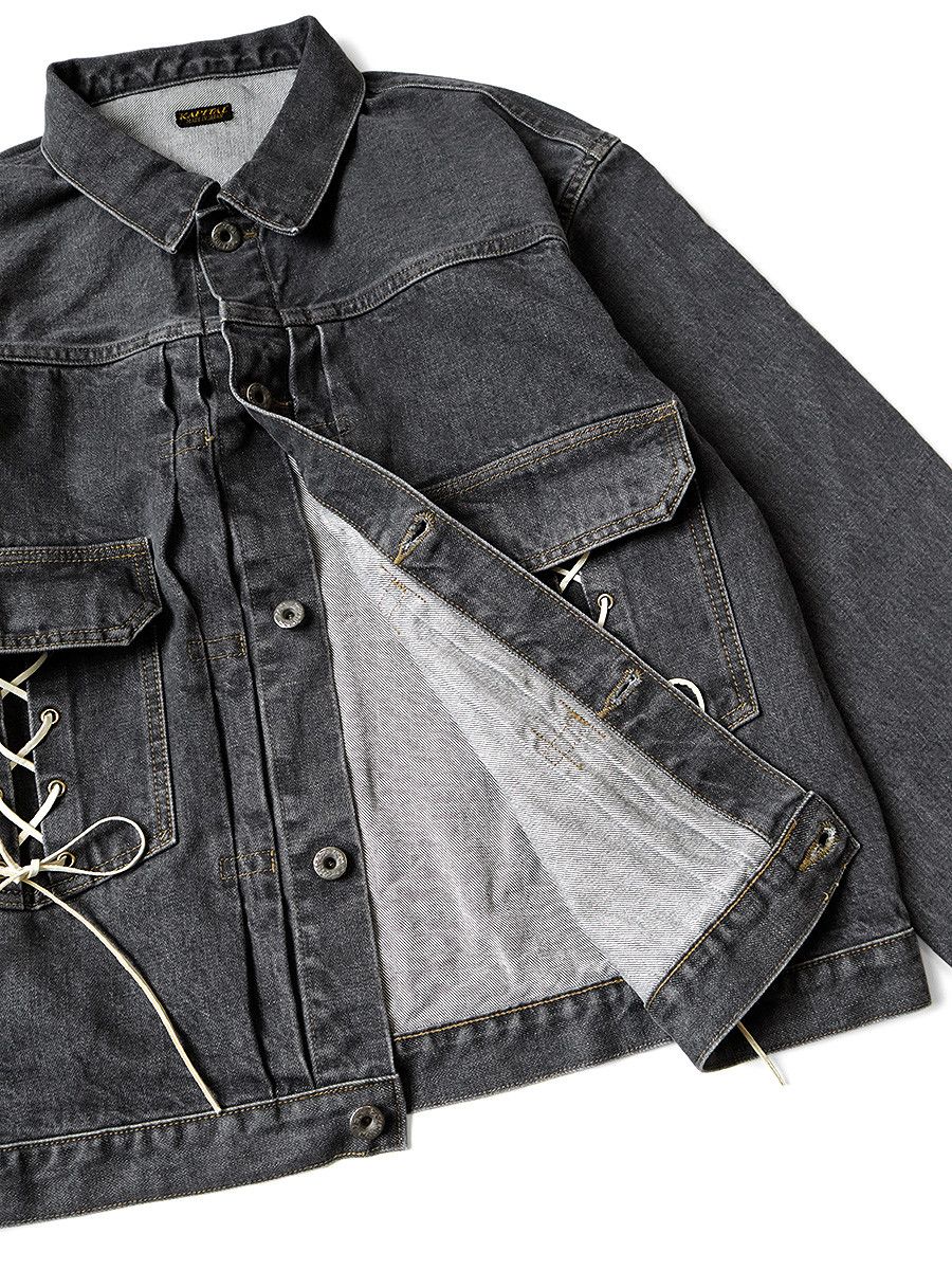 Kapital Kapital 14oz Black Denim Lace Up 2nd Jacket Size US L / EU 52-54 / 3 - 9 Thumbnail