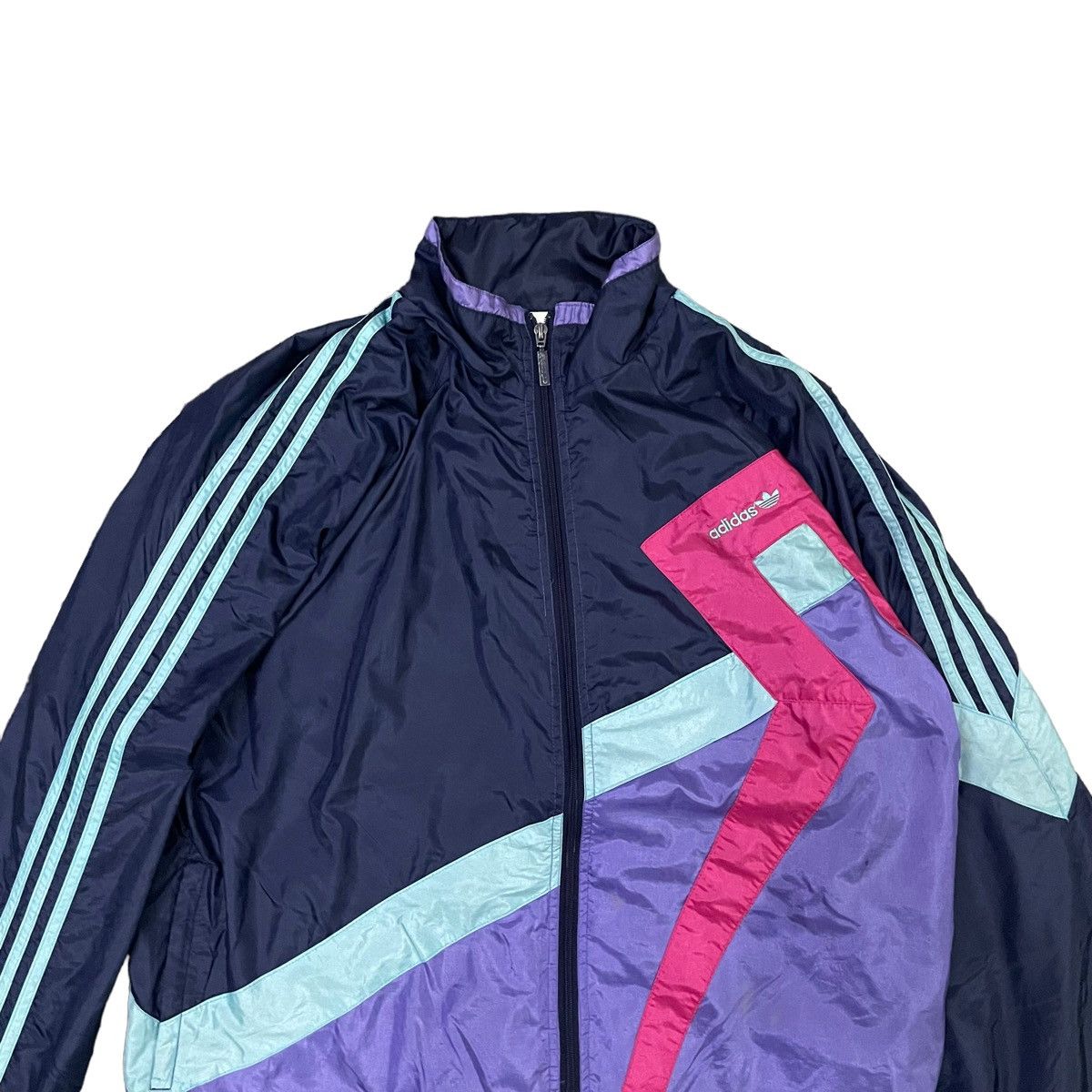 Adidas × Vintage 💥 80s Adidas Trainer Retro Multicolour Windbreaker Jacket Size US L / EU 52-54 / 3 - 4 Thumbnail
