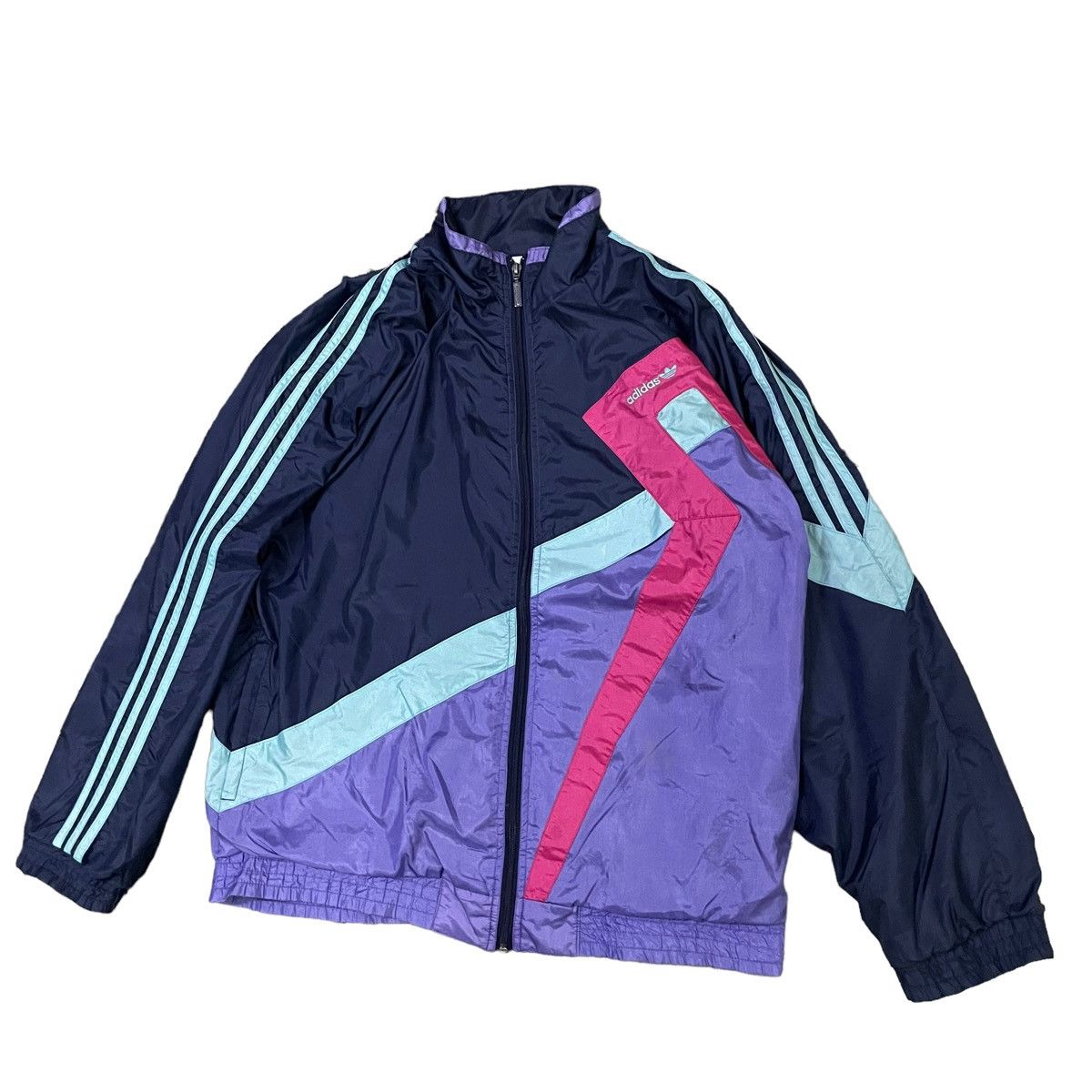 Adidas × Vintage 💥 80s Adidas Trainer Retro Multicolour Windbreaker Jacket Size US L / EU 52-54 / 3 - 2 Thumbnail