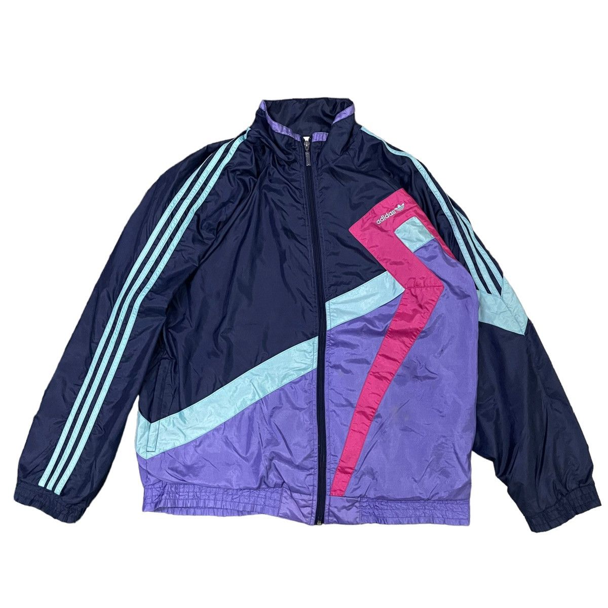 Adidas × Vintage 💥 80s Adidas Trainer Retro Multicolour Windbreaker Jacket Size US L / EU 52-54 / 3 - 1 Thumbnail