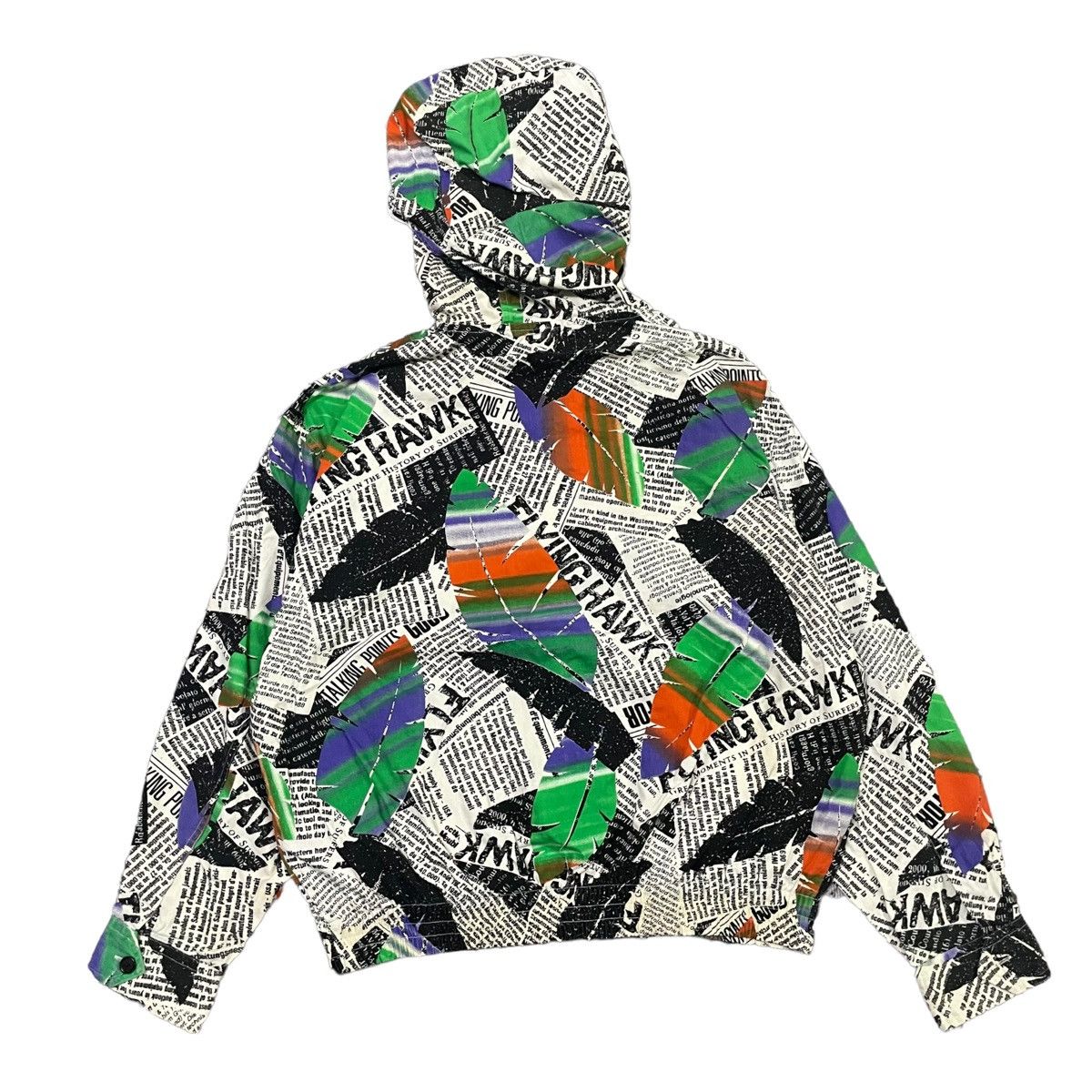 20471120 × Hysteric Glamour × Japanese Brand 💥 80s FLYING HAWK NEWSPAPER MOTIF HOODIE SWEATER Size US L / EU 52-54 / 3 - 8 Thumbnail