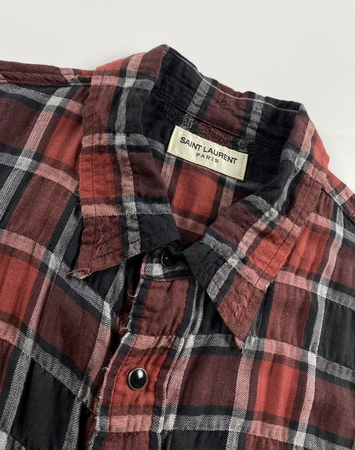 Saint Laurent Paris Saint Laurent S/S’17 Distressed Checked Cotton-blend Flannel Size US S / EU 44-46 / 1 - 8 Thumbnail