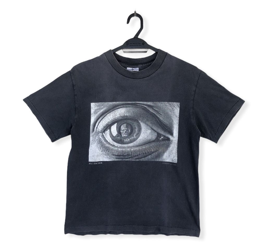 image of Art x Vintage M.c. Escher Andazia Made In Usa Skull Eye in Black, Men's (Size Small)