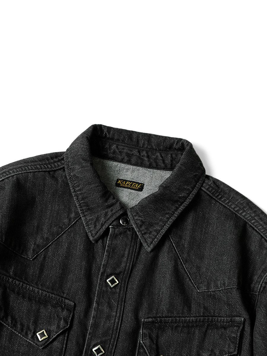 Kapital Kapital 8oz Black Denim Lace Up Western Shirt Size US L / EU 52-54 / 3 - 4 Thumbnail