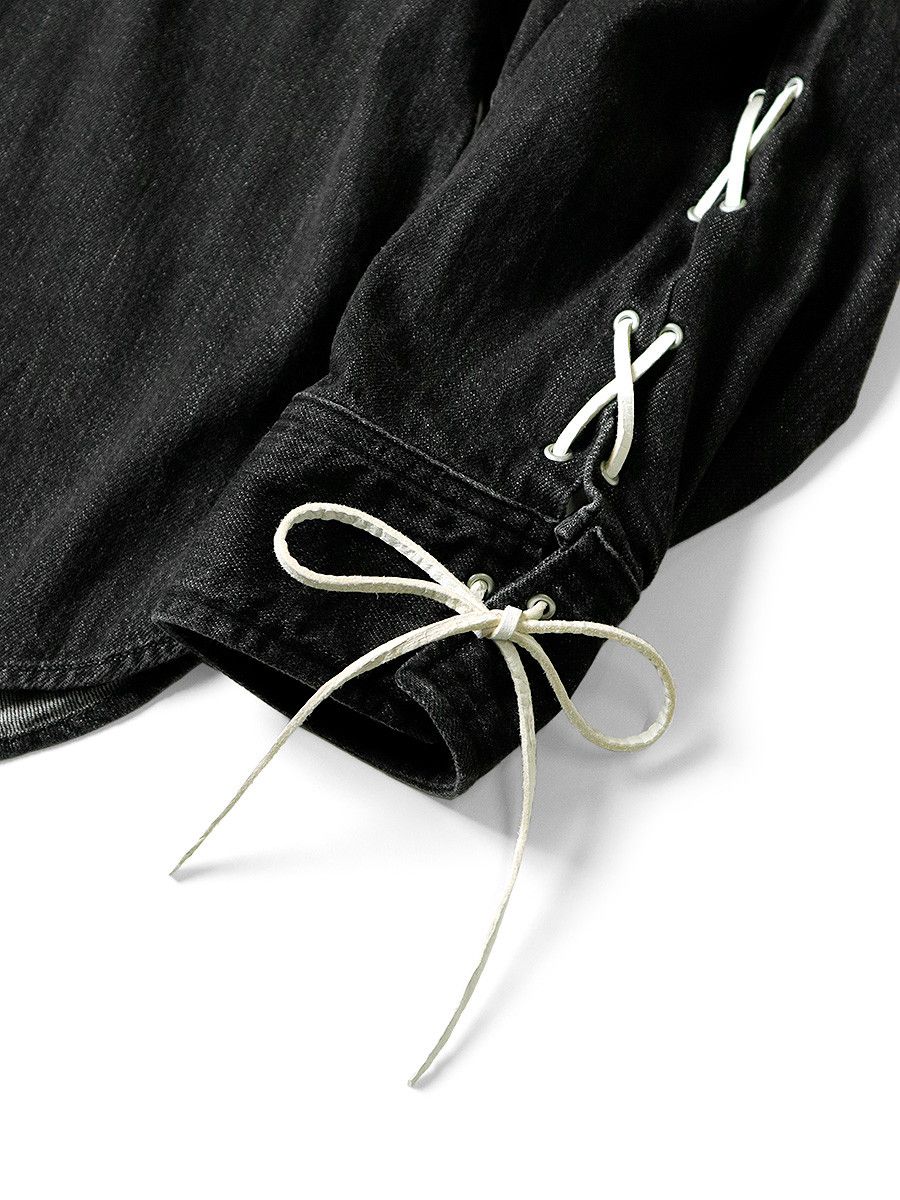 Kapital Kapital 8oz Black Denim Lace Up Western Shirt Size US L / EU 52-54 / 3 - 9 Thumbnail